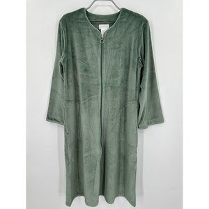 Softies 42" Dusty Green Serenity Stretched Shear Mink Zip-Up Robe sz S Women's